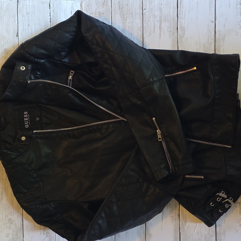 Guess Black Faux Leather Jacket